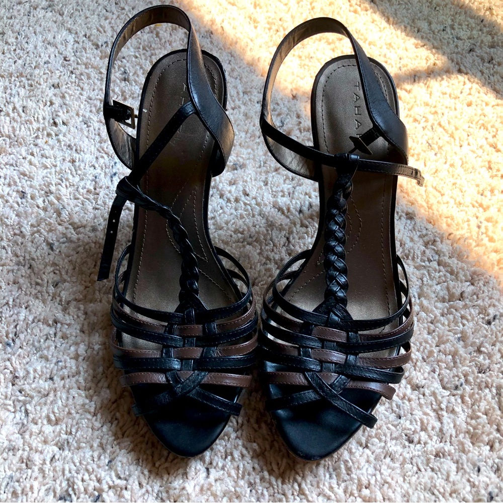 Brown and Black Tahari Sandals 3” heel